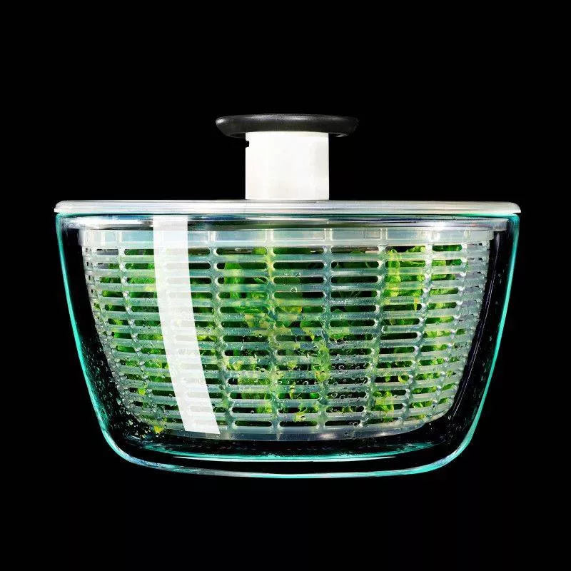 Mastrad Essoreuse à Salade En Verre Borosilicate 21 Cm - Panier Amovible Et Manivelle Bidirectionnelle