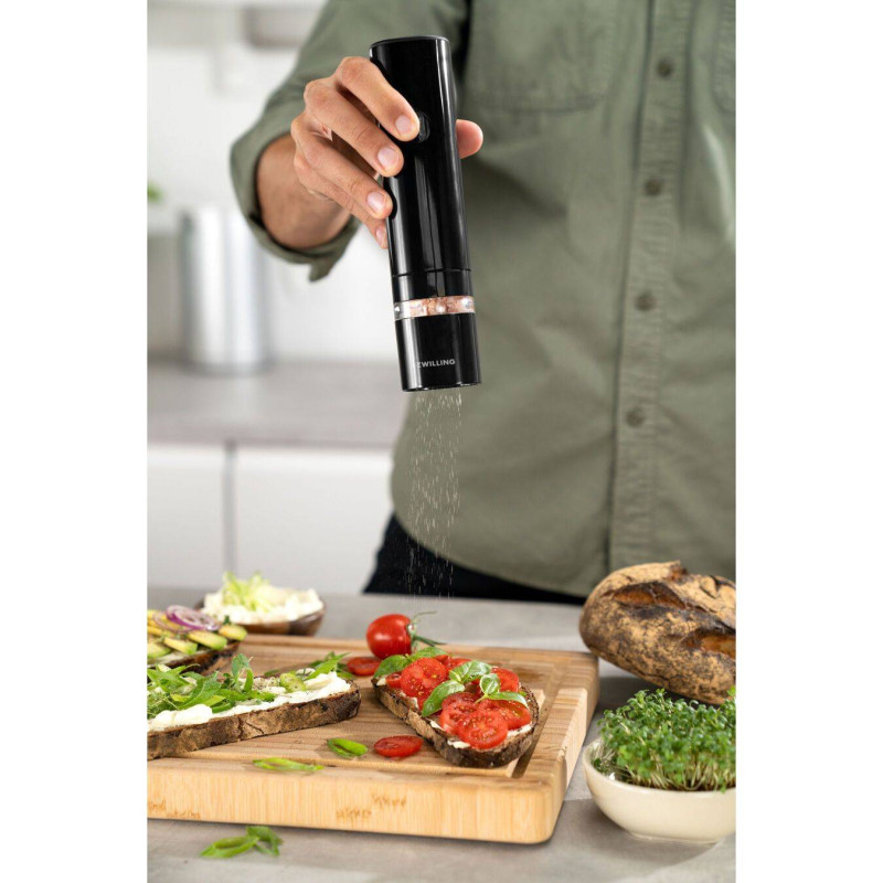 ZWILLING ENFINIGY Set De 2 Moulins à Épices Électriques - Noir & Blanc Avec Lumière LED