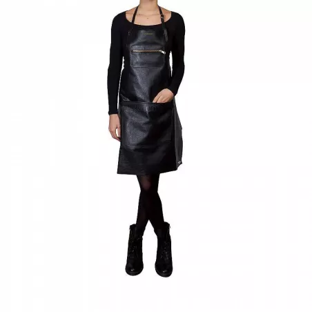 Tablier en cuir avec poche zippée DUTCHDELUXES Noir Taille Unique