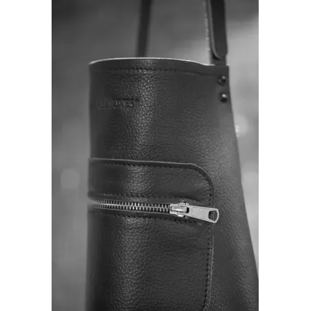Tablier en cuir avec poche zippée DUTCHDELUXES Noir Taille Unique