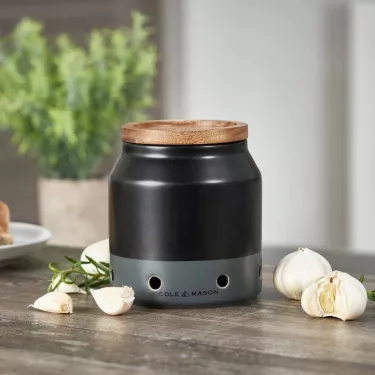 Pot de Conservation Ail Oignons en Céramique et Bois COLE&MASON