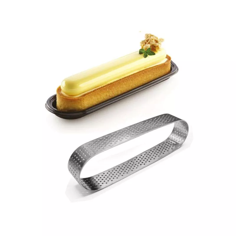 Moule à Tarte Ovale Perforé Acier Inoxydable - Anneau à Tarte Pour Pâtisserie Professionnelle