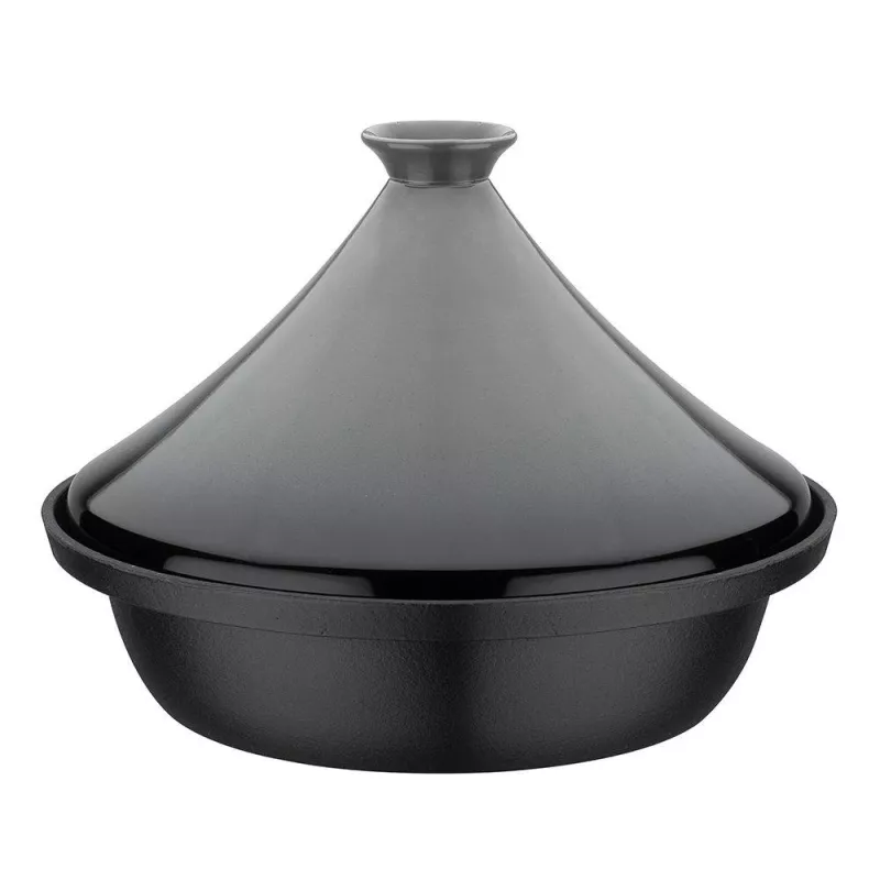 Tajine en Fonte Couvercle Céramique Induction Bicolore GSW Gris clair Gris Anthracite D30