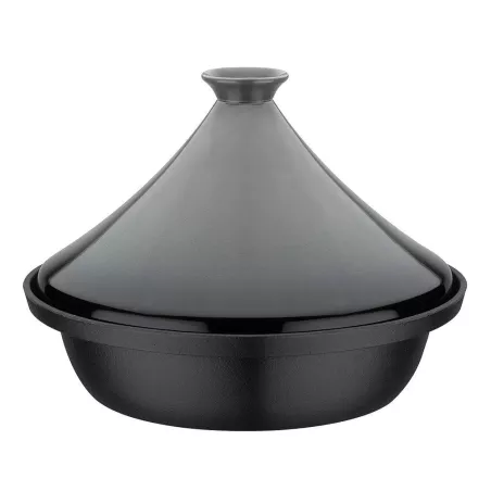 Tajine en Fonte Couvercle Céramique Induction Bicolore GSW Gris clair Gris Anthracite D30