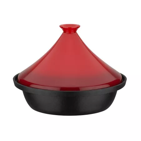 Tajine en Fonte Couvercle Céramique Induction Bicolore GSW Rouge Gris Anthracite D30
