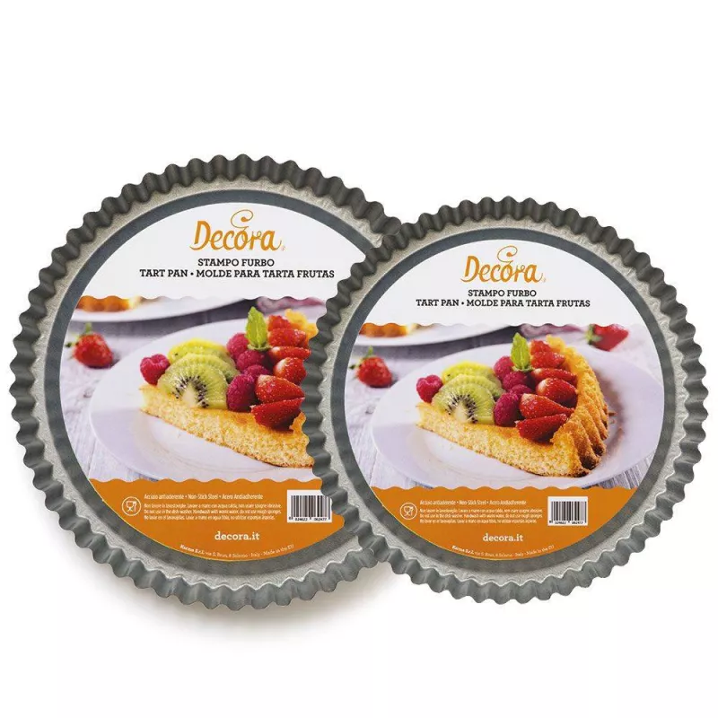Lot De 2 Moules à Tarte Ronds - 28 Cm - Aluminium Anti-adhésif - Neufs