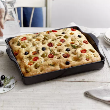 Moule à Focaccia Plat à Four en Céramique Rectangle Emile HENRY Noir Fusain
