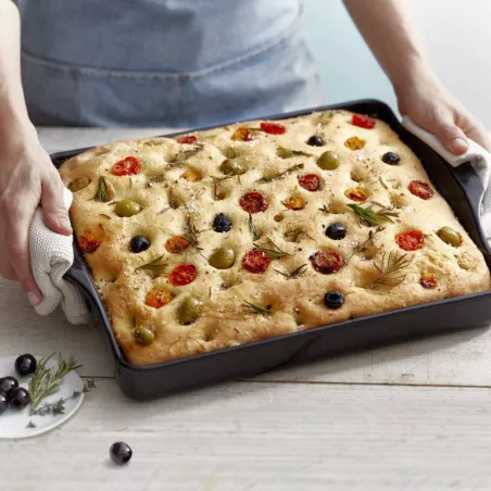 Moule à Focaccia Plat à Four en Céramique Rectangle Emile HENRY Noir Fusain