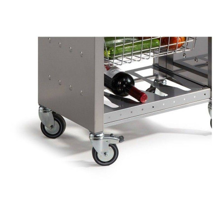 Desserte de cuisine Mobile en Inox 1 tiroir + 3 paniers + 1 rangement bouteille DHO Nouveau Modèle