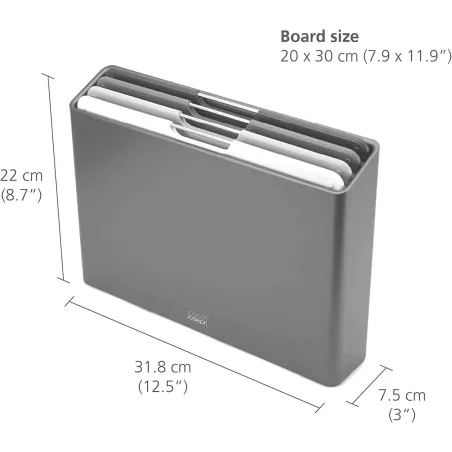 Joseph Joseph Folio Icon - Set De 4 Planches à Découper Antidérapantes Code Couleur + Étui Ultra-Plat, Multicolore