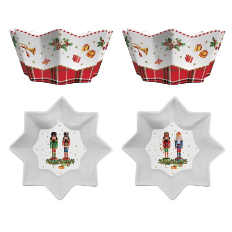 Vintage Nutcrackers Coffret 2 Bols Coupelles Etoile Noël 14 cm Porcelaine Décor Casse Noisette Easy Life