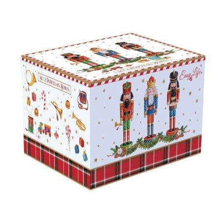 Vintage Nutcrackers Coffret 2 Bols Coupelles Etoile Noël 14 cm Porcelaine Décor Casse Noisette Easy Life