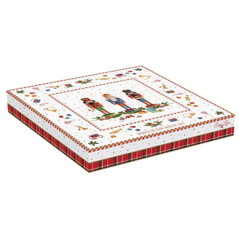 Service à Tarte De Noël HOME DECO FACTORY - Plat Et Pelle En Porcelaine Multicolore - 30cm - Idéal Pour Les Fêtes