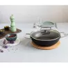 Castel´Pro Sauteuse Inox Revêtue 2 anses Couvercle verre Exceliss + CRISTEL D28