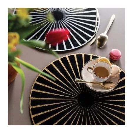 Set de Table Feutre Centre de Table 40 cm ROND Noir et Argent