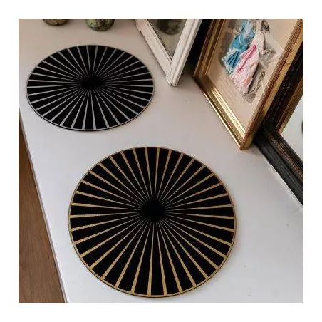 Set de Table Feutre Centre de Table 40 cm ROND Noir et Argent