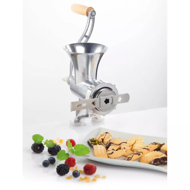 Hachoir à Viande Manuel Metaltex Jack Taille 5 – 3 En 1 : Viande, Saucisses, Pâtisseries – Aluminium Robuste, Argenté