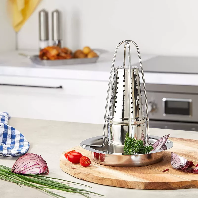 Support de cuisson verticale Inox pour poulet Four Barbecue KUCHENPROFI
