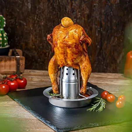 Support de cuisson verticale Inox pour poulet Four Barbecue KUCHENPROFI