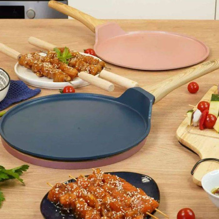 L´incroyable Crêpière Poêle à Crêpes Plancha Cookut Revêtement Céramique 28 cm - Rose Guimauve