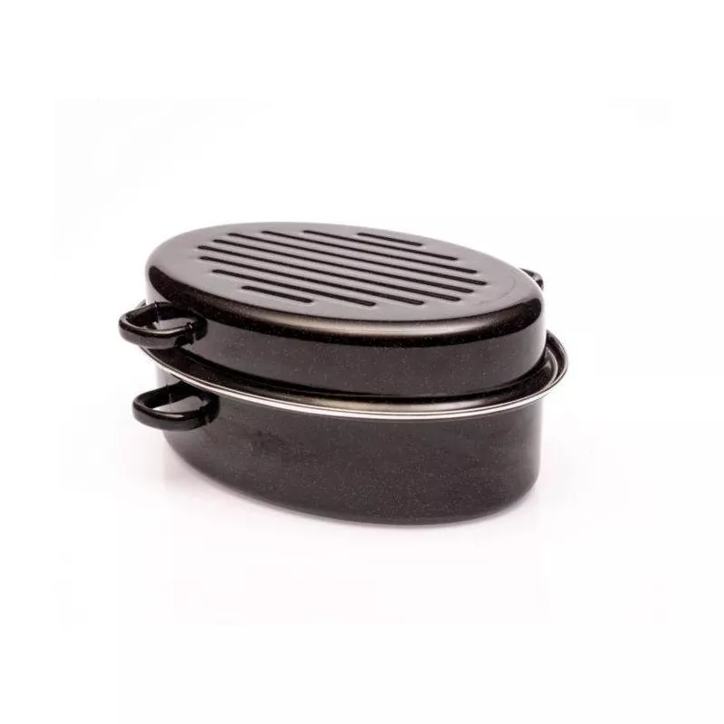 Cocotte Rotissoire Daubière Ovale Acier Emaillé Noir D32