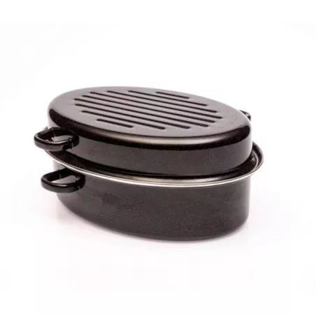 Cocotte Rotissoire Daubière Ovale Acier Emaillé Noir D32