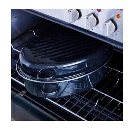 Cocotte Rotissoire Daubière Ovale Acier Emaillé Noir D32