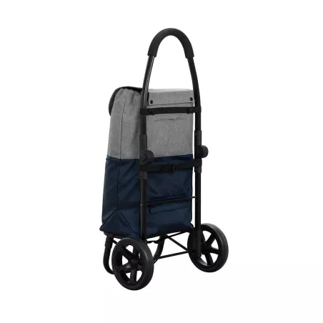 GO TWO Compact Poussette de marché Chariot de courses Pliable PLAYMARKET Bleu indigo texturé