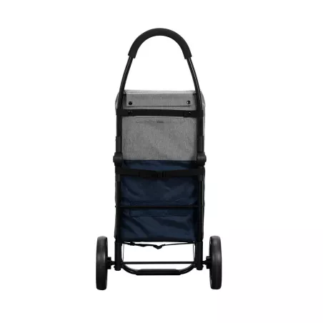 GO TWO Compact Poussette de marché Chariot de courses Pliable PLAYMARKET Bleu indigo texturé