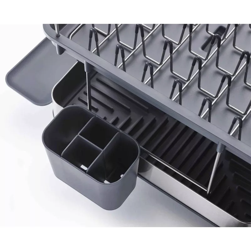 Egoutoire Vaisselle Cuisine, Egouttoir Vaisselle 2 Niveaux En Acier Inoxydable Noir Grand Format Avec Porte-Gobelets, Porte-Ustensiles Et Drainage Automatique - Arts De La Table
