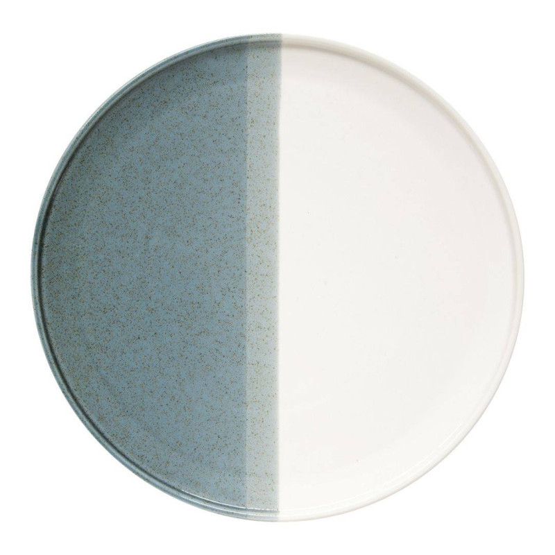 DOUBLE Assiette plate en porcelaine Easylife Bleu/Vert et Blanc D26