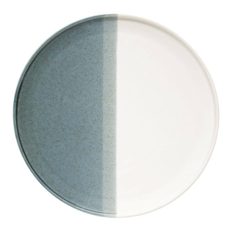 DOUBLE Assiette plate en porcelaine Easylife Bleu/Vert et Blanc D26