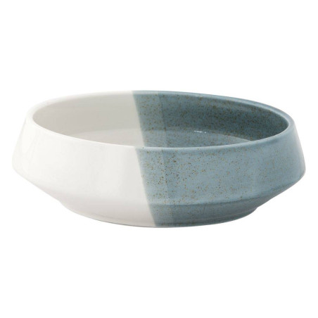 DOUBLE Assiette creuse calotte en porcelaine Easylife Bleu/Vert et Blanc D16,5