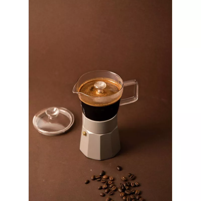 Cafetière à Expresso Venice En Aluminium 6 Tasses Noire - Compatible Tous Feux (sauf Induction), Joint Silicone | Style Rétro Poignée Bois