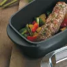 KERROS Cocotte à braiser rectangulaire et couvercle en verre Induction KELA Noir 6.5 L