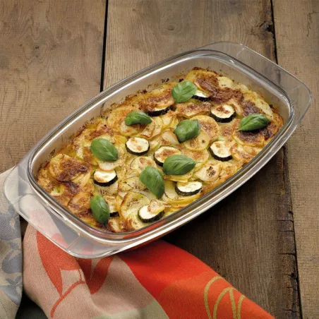 KERROS Cocotte à braiser rectangulaire et couvercle en verre Induction KELA Noir 6.5 L