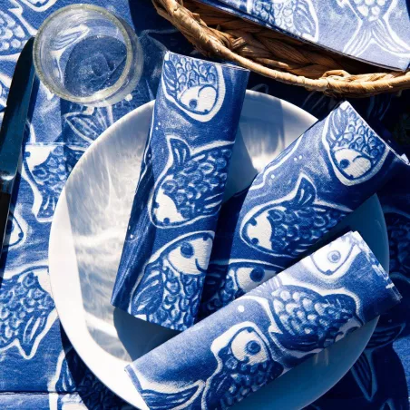 Serviette de table 40x40  Jetable Intissé Françoise PAVIOT Paquet de 20 - PESCADO