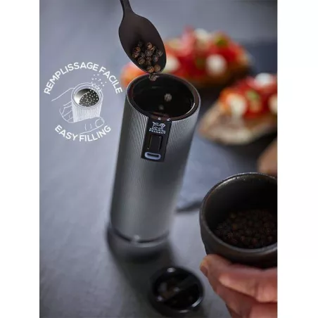 Moulin à Poivre Et Sel Électrique FORLIM - Broyage Réglable, USB, Anti-Poussière - Noir Et Blanc