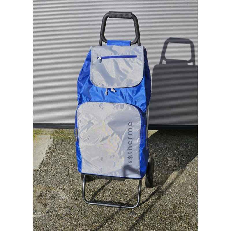 BUGGY Poussette de marché Chariot de courses 2 roues SIDEBAG Bleu Gris