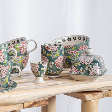 Théière Céramique Vintage - Forme De Maison Cottage - Bleu Vert Brillant