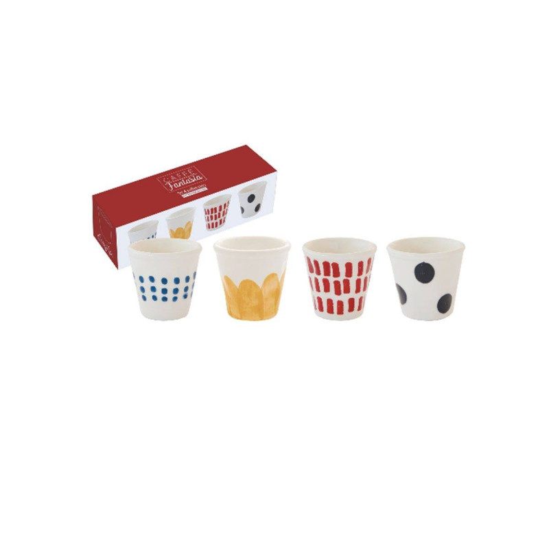 Coffret 4 Gobelets à Café 110 Ml En Porcelaine IT'S COFFEE TIME | Boutique
