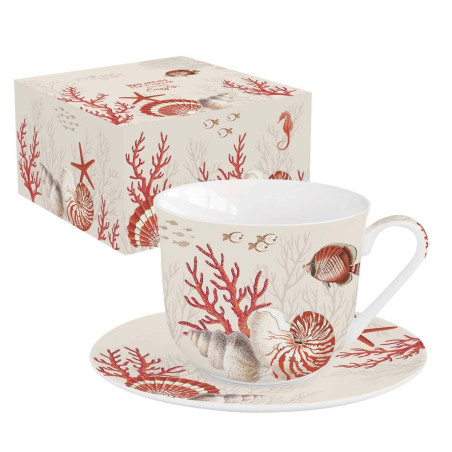 Coffret Déjeuner En Porcelaine Charleston - Tasse 40 Cl, Design élégant, Pour Café Ou Thé - 9
