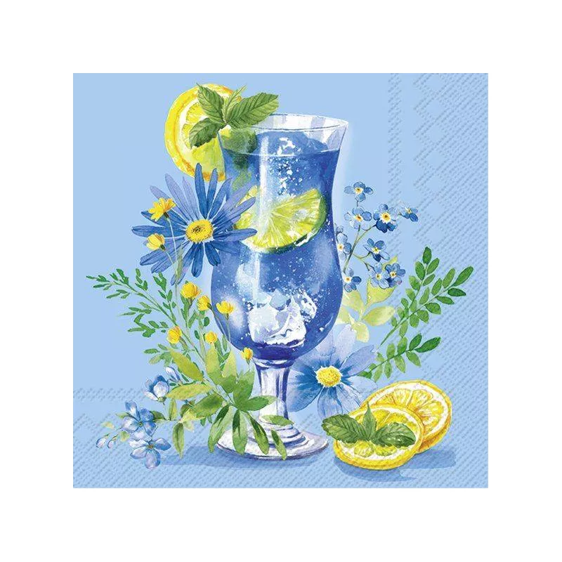 Serviette de table Cocktail 25x25 Jetable IHR Paquet de 20 - Cocktail bleu