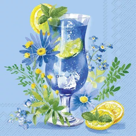Serviette de table Cocktail  25x25 Jetable IHR Paquet de 20 - Cocktail bleu