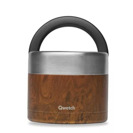 Boîte repas isotherme double paroi en Inox Qwetch 850 ml WOOD