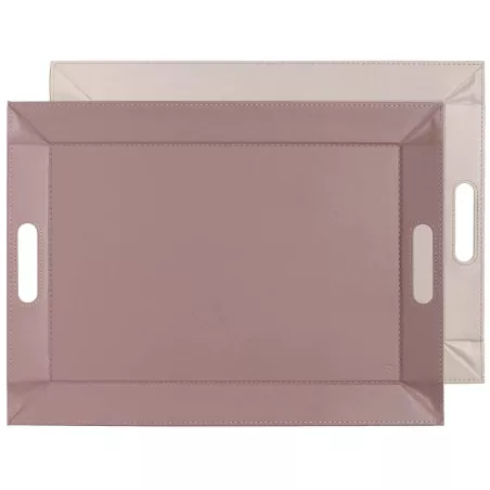 Plateau Bicolore Rect. en Laque Sienne Cannelle