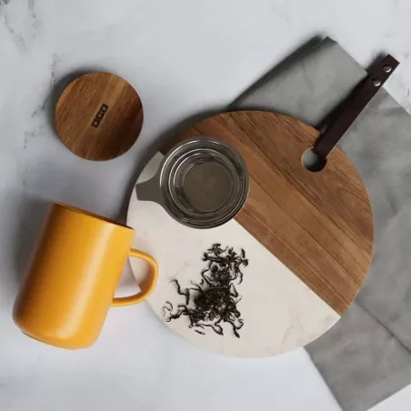 JULIET Infuseur à Thé / Tisanière en grès Jaune  475 ml  OGO avec couvercle bois
