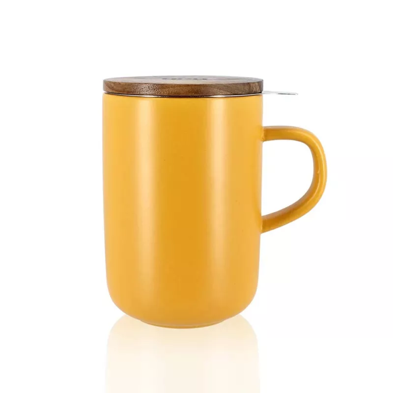 JULIET Infuseur à Thé / Tisanière en grès Jaune 475 ml OGO avec couvercle bois