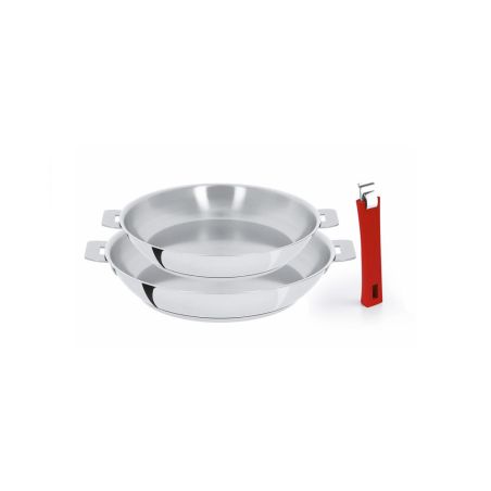 Mutine Poêle Inox Haute D24 + D28 + poignée amovible framboise Cristel