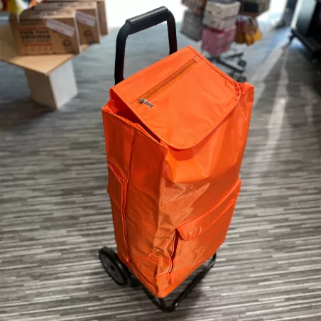 CARLUX Multipoche Orange Poussette de marché Chariot de courses 2 roues SIDEBAG